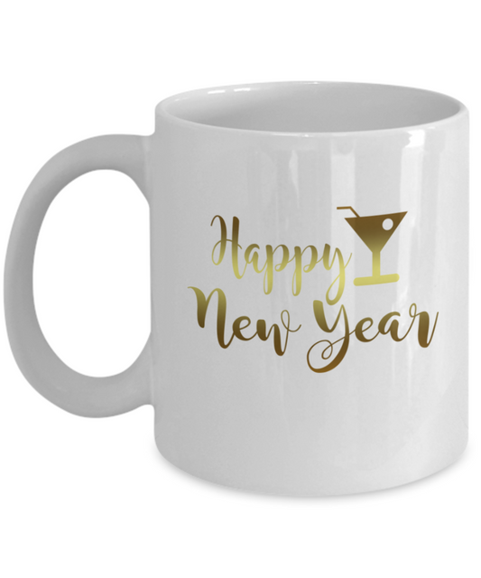 New Year gifts mugs, Happy new year - Funny White Porcelain Coffee Mug Cute Ceramic Cup 11 oz