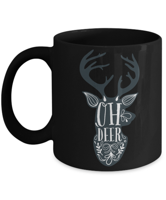 Knightmare before christmas mug - Oh Deer - Funny Christmas Gifts Mugs, Christmas Gifts for family Ceramic Cup Black, Funny Mugs Gift Ideas 11 Oz