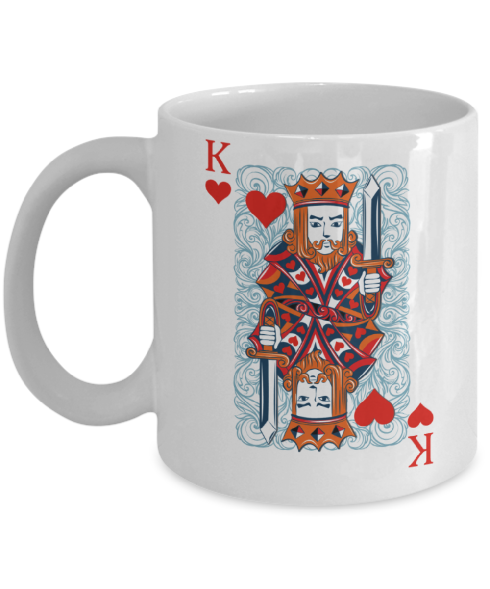 Aneversery gift - King Card - Funny White Porcelain Coffee Mug Cute Ceramic Cup 11 oz