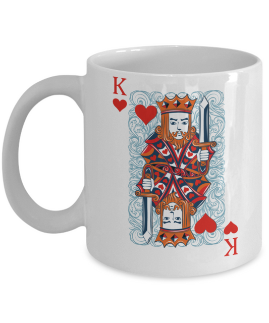Aneversery gift - King Card - Funny White Porcelain Coffee Mug Cute Ceramic Cup 11 oz
