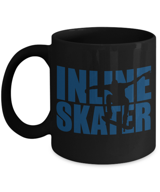 Skater Coffee Mug, Inline Skater-Black Porcelain Coffee Mug 11 oz for Skater, Skating, Student , Coach, Son, Daughter, Dad