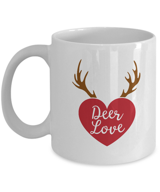 Deer Love valentine coffee Mugs - Funny Valentines day Gifts - Funny White coffee mugs 11 oz