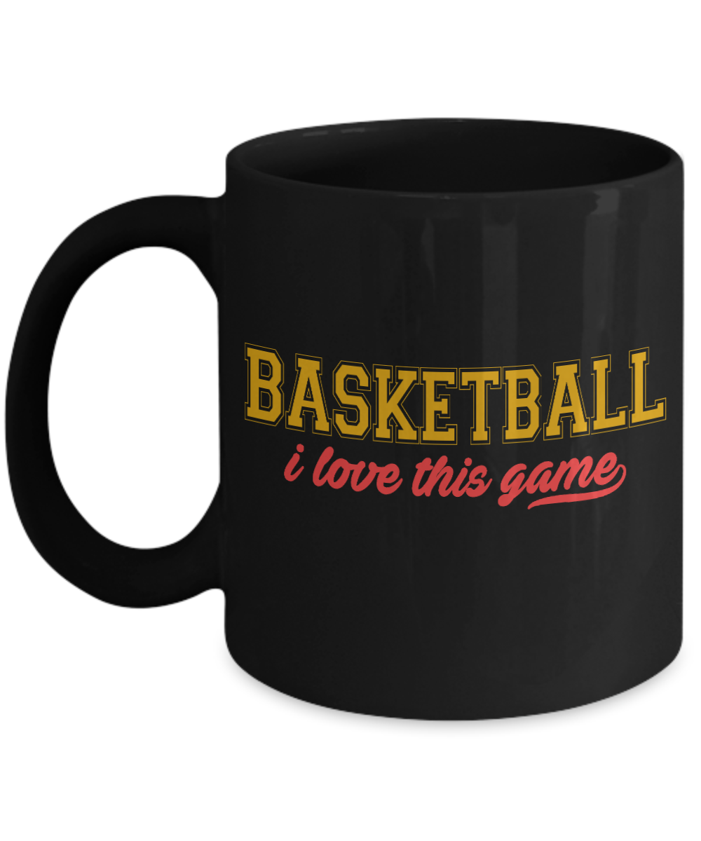 Basketball Player Coffee Mug, Basketball I Love This Game- Black Porcelain Coffee Mug 11 Oz Funny Quotes Coffee Mug