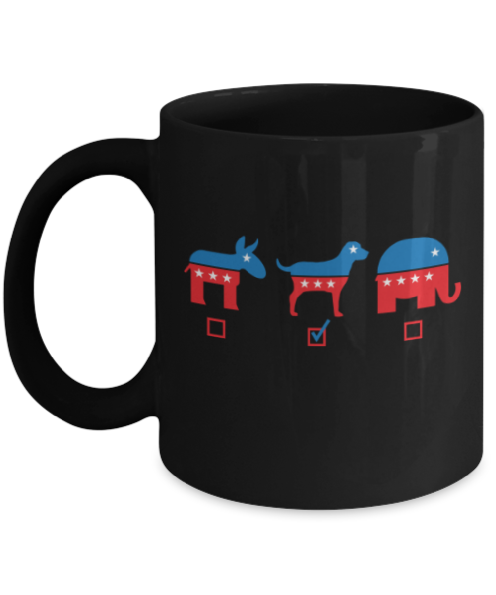 Gift gor dog lovers , My Vote Dog - Black Coffee Mug Porcelain Tea Cup 11 oz - Great Gift
