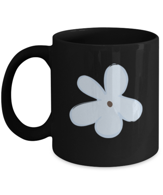 Flower Smooth 6 Black Mugs - Funny coffee mugs - Porcelain  Black coffee mugs 11 oz