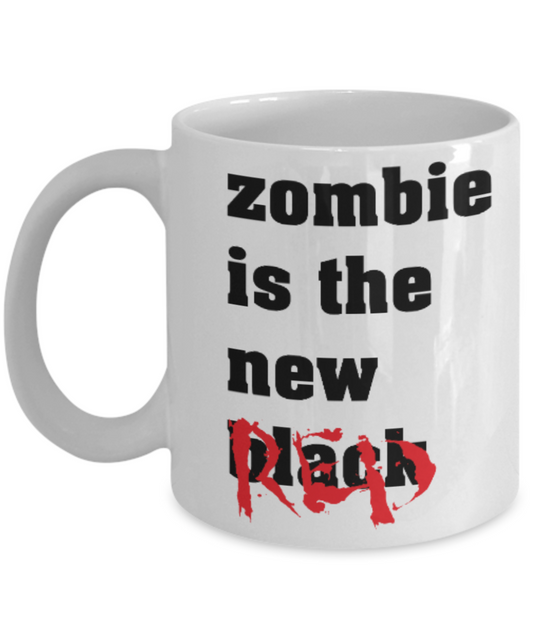 Plants vs zombies gift box mugs , Zombie is the new Black - White Coffee Mug Porcelain Tea Cup 11 oz - Great Gift