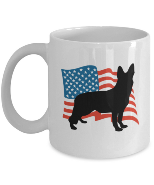 Gift gor dog lovers , USA German Shepherd - White Coffee Mug Porcelain Tea Cup 11 oz - Great Gift