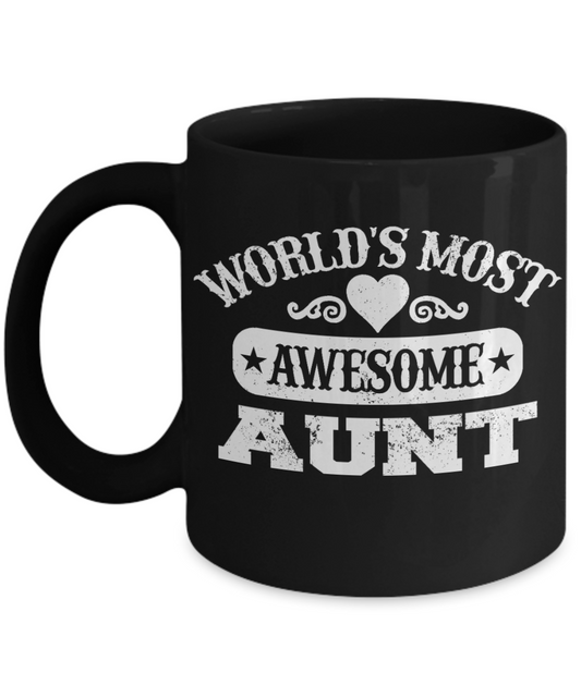 Aunticorn Custom Coffee mug, World's Most Awesome Aunt-Black Porcelain Coffee Mug 11 oz