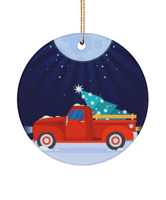 Red Truck Christmas ornament/ Christmas ornaments/ Truck with tree on top/ ornaments/ vintage ornament