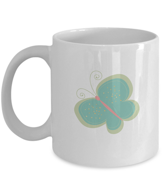 Floral Butterfly white mugs - Funny Christmas Gifts - Porcelain White coffee mugs 11 oz