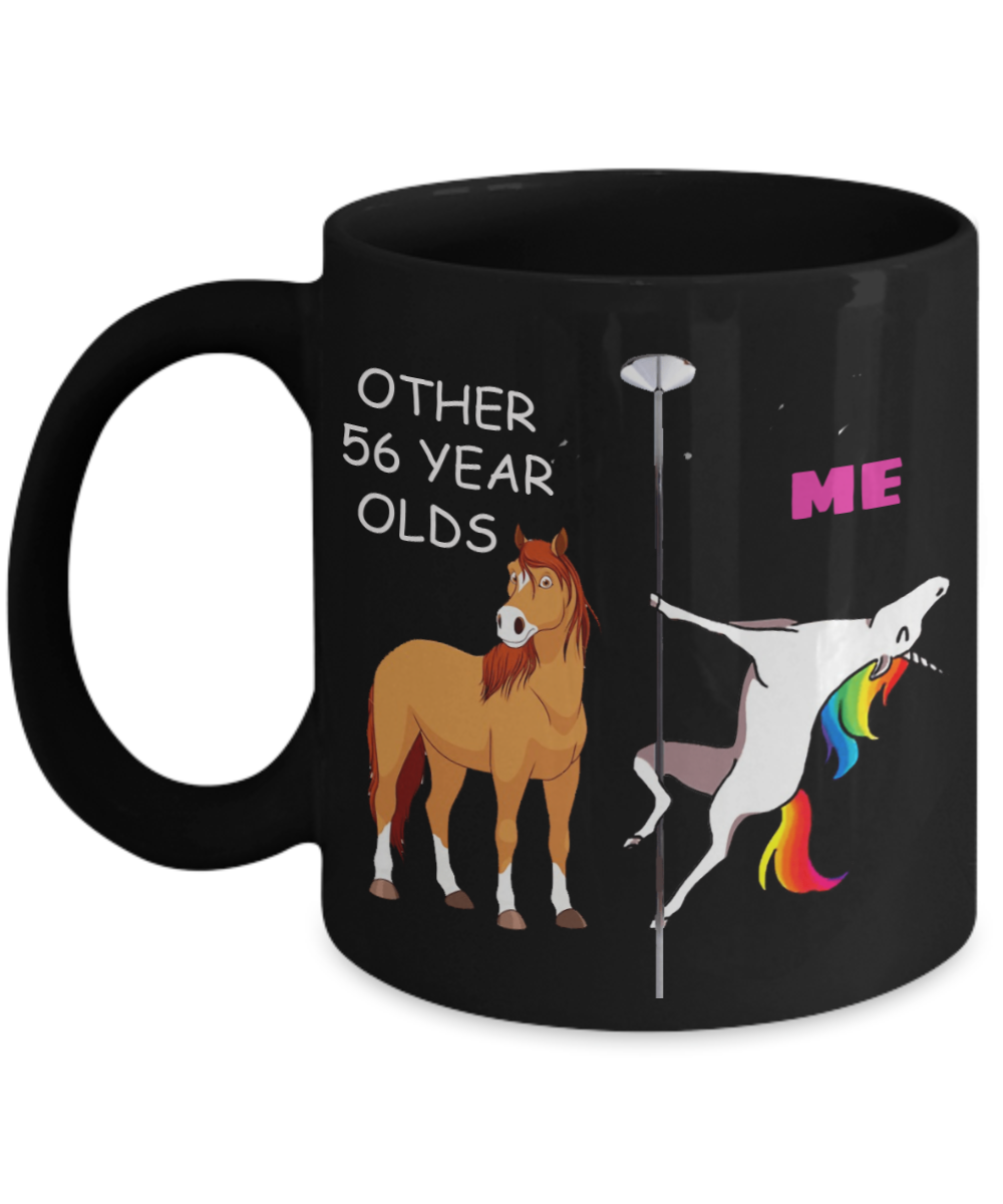 Unicorn Birthday gift 56th Birthday Gift for Women - Other 56 Year Olds Me Unicorn Coffee Mug - Black Porcelain Coffee 11 oz for Grandma, Mom, Sister, Best Friend, Women, Her - Born In 1964
