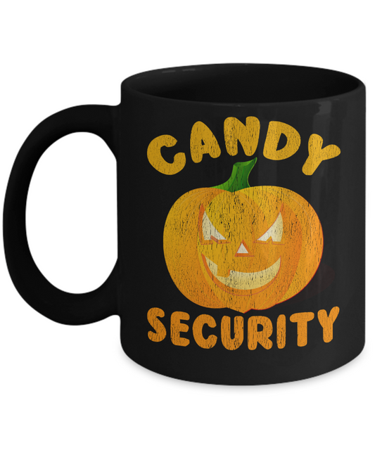 Halloween Coffee Mug, Candy Security -Black Porcelain Coffee Mug 11 Oz For Halloween