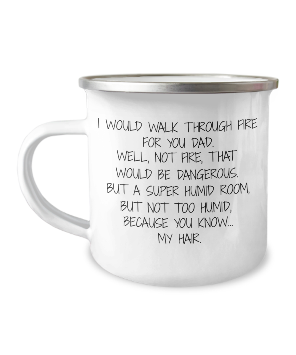 Coffee Mug for Dad, Coffee Mug From Daughter, Mug For Papa, Dad, Father, Fathers Day Mug-12 Oz Stainless Steel Enamel Finish White Camper Coffee Mug