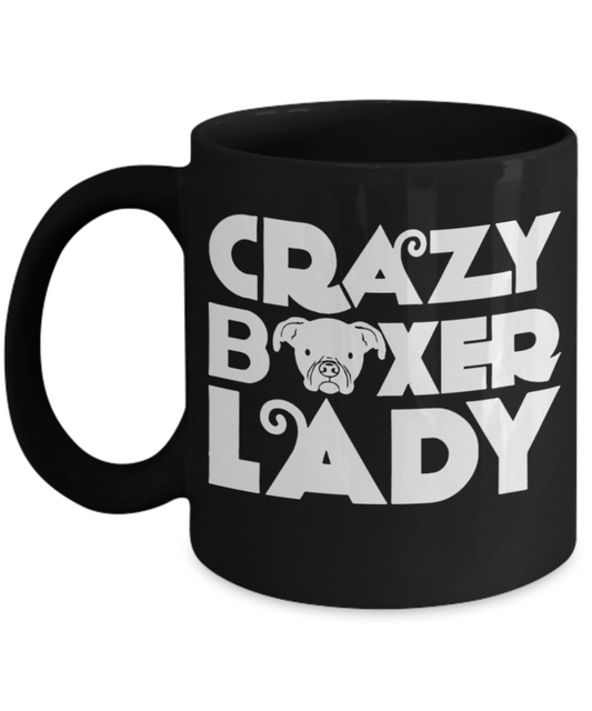 Boxing Lovers Mugs , Crazy boxer lady - Black Coffee Mug Porcelain Tea Cup 11 oz - Great Gift