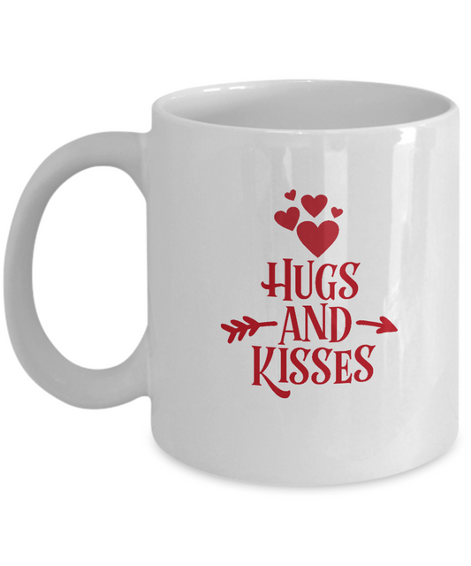 Hugs and Kisses coffee Mugs - Funny Valentines day Gifts - Funny White coffee mugs 11 oz