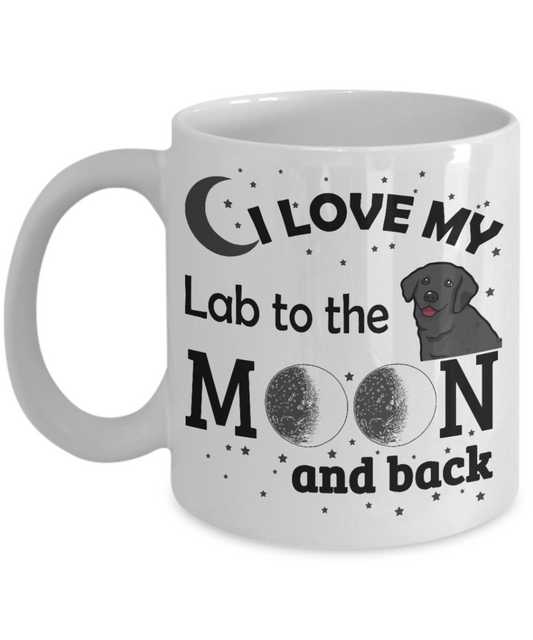 Personalized Dog Lover Gift Coffee mug,I Love My Lab To The Moon And Back-White Porcelain Coffee Mug 11 oz