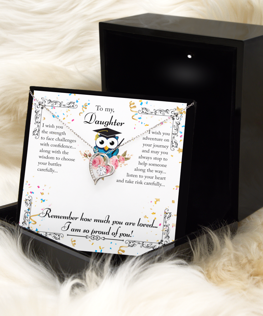 Daughter Necklace, Proud of You, Motivational Gift Necklace, Graduation Gift Necklace, Solitaire Crystal Necklace,From Dad, Mom