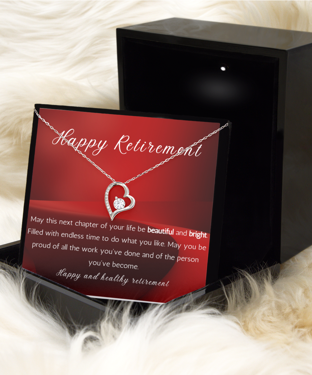Retirement Gift Necklace, Solitaire Crystal Necklace, Retirement Party Gift Necklace, For Women, Happy Retirement Gift Jewelry