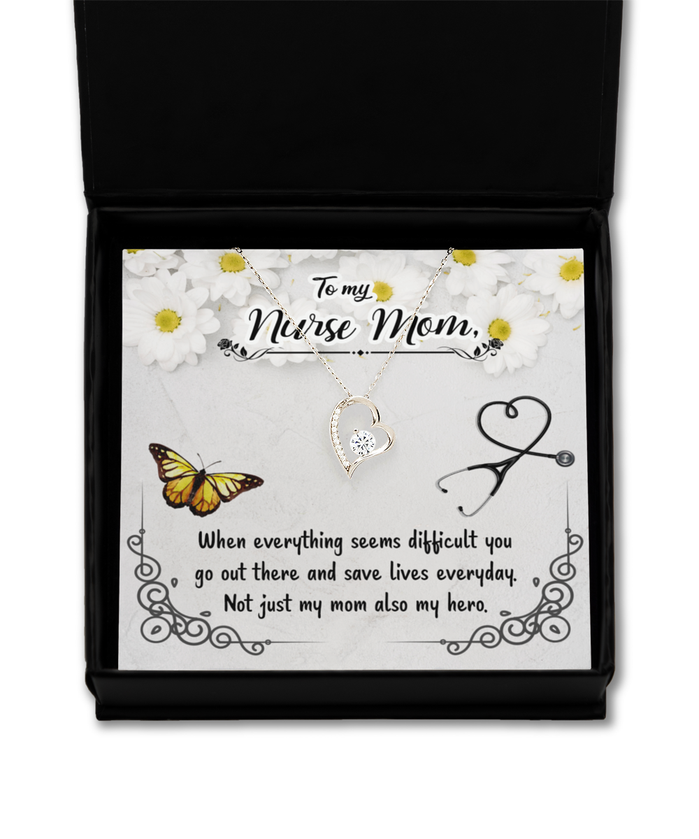 Nurse Mom Gift Necklace, Birthday Gift Necklace For Nurse Mom, Mothers Day Gift For Nurse Mom, Solitaire Crystal Necklace For Nurse Mom, From Daughter, Son