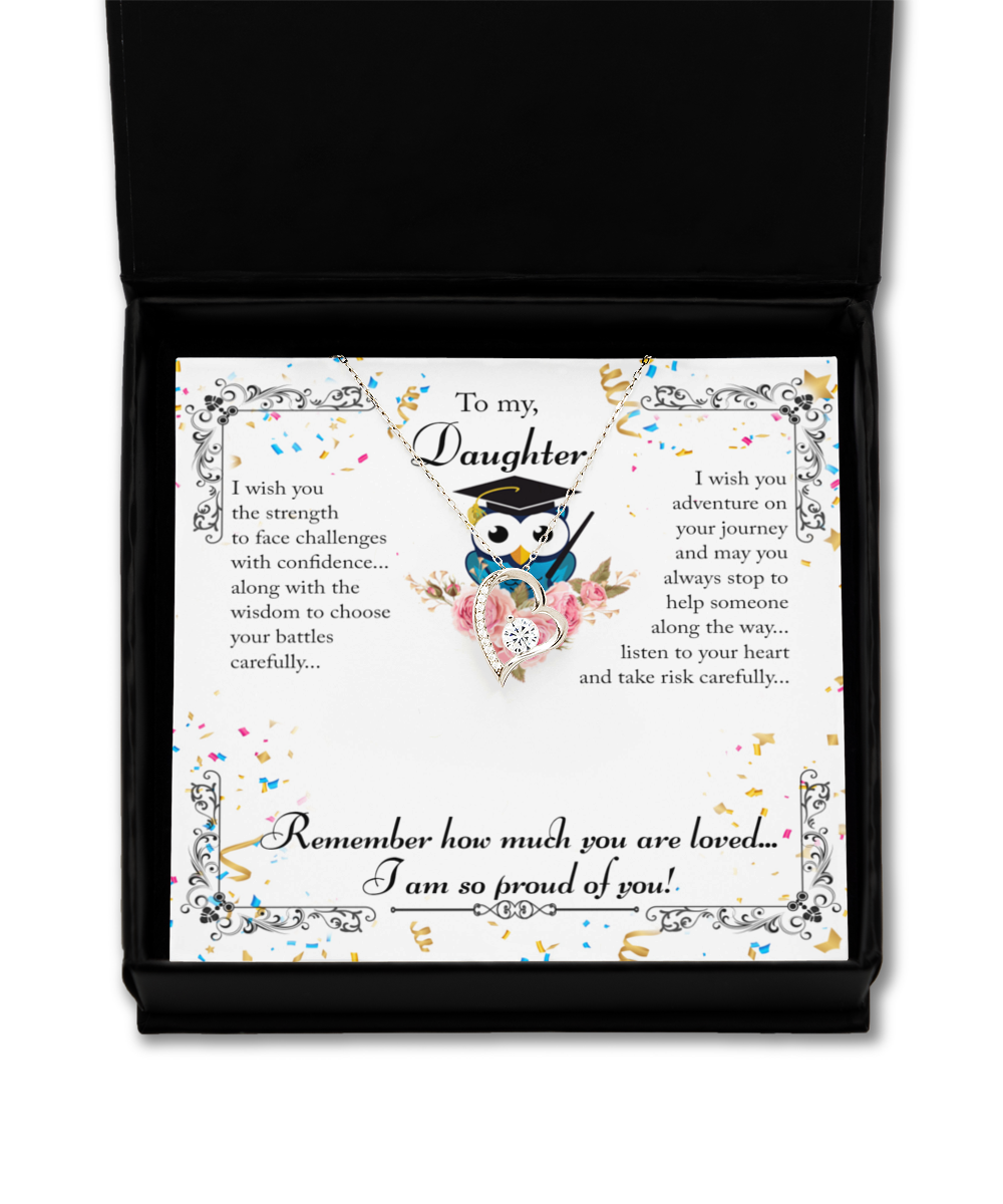 Daughter Necklace, Proud of You, Motivational Gift Necklace, Graduation Gift Necklace, Solitaire Crystal Necklace,From Dad, Mom