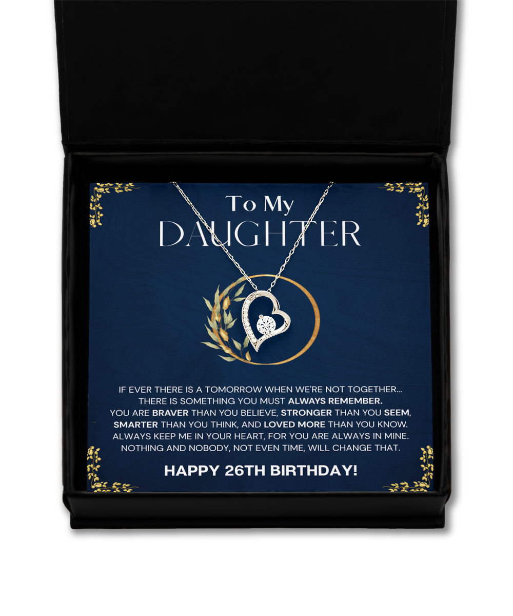 26th Birthday Gift Necklace For Daughter, Solitaire Cristal Necklace, 26th Birthday Gift From Dad, Mom, Happy 26th Birthday Daughter