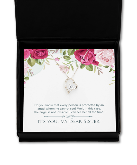 Sister Gift Necklace, Birthday Gift Necklace For Sister, Solitaire Crystal Necklace for Sister, Gift From Sister, Brother, Graduation Gift For Sister