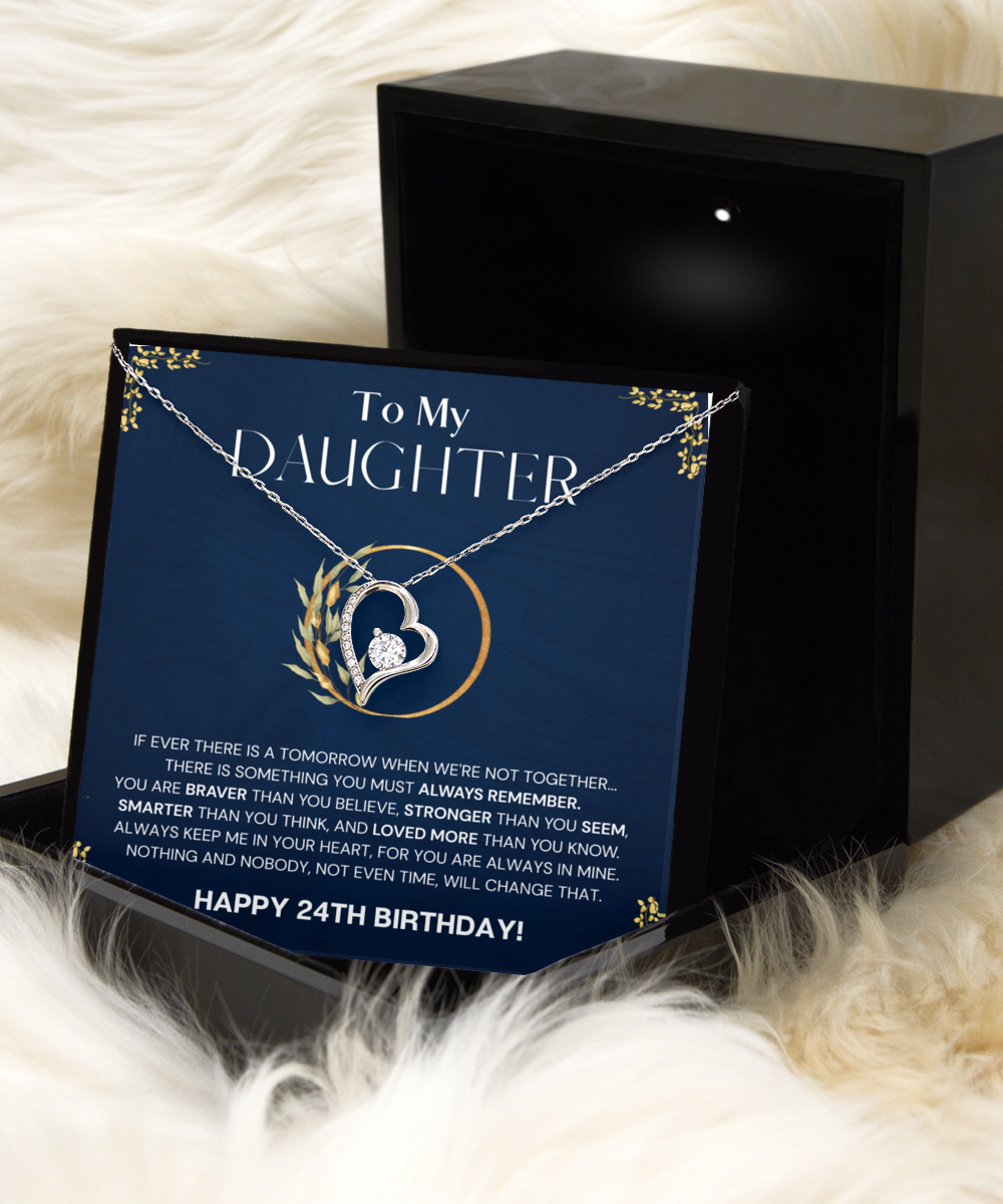 24th Birthday Gift For Daughter, Gift From Dad, Mom For 24th Birthday, Solitaire Crystal Necklace, Happy 24th Birthday Daughter