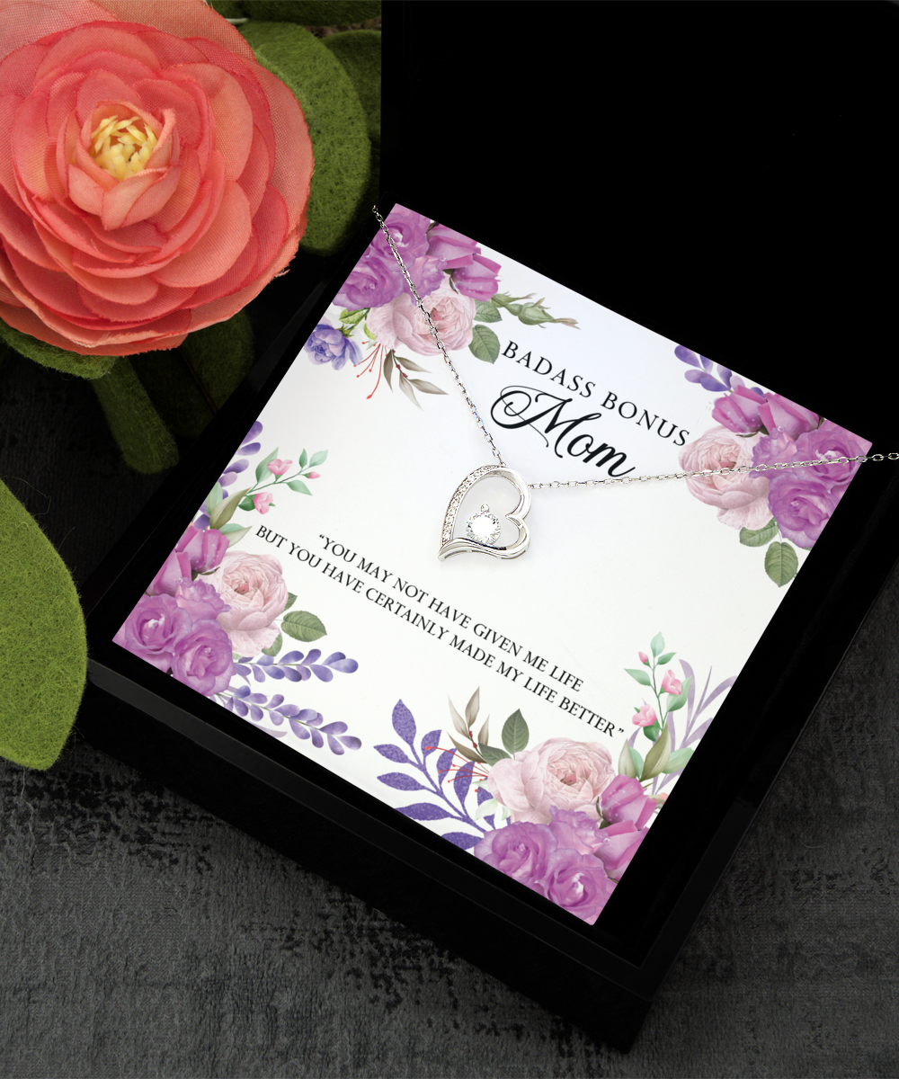 Bonus Mom Gift Necklace, Mothers Day Gift Necklace, Birthday Gift Necklace, Solitaire Crystal Necklace, Step Mom Gift Necklace