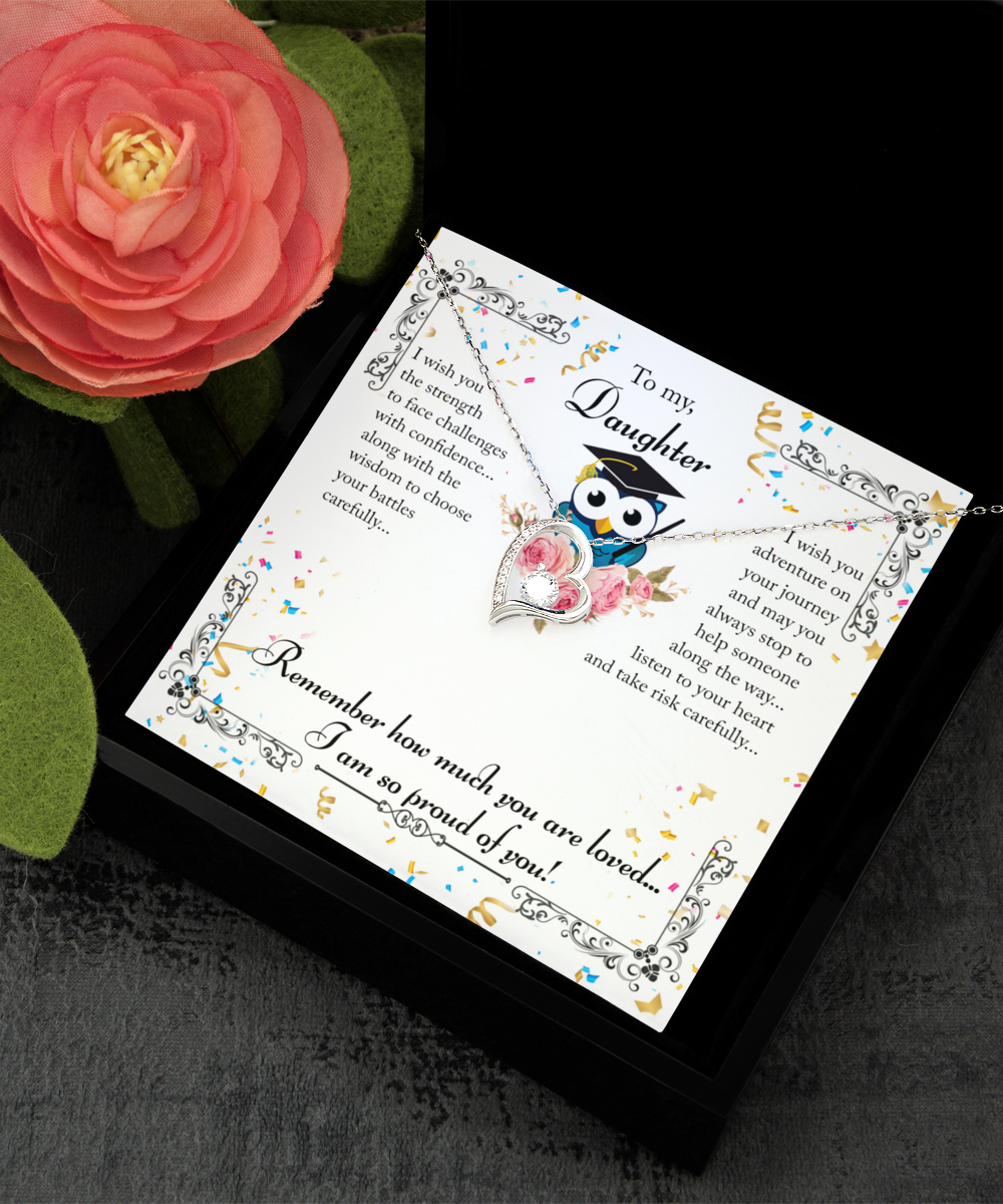 Daughter Necklace, Proud of You, Motivational Gift Necklace, Graduation Gift Necklace, Solitaire Crystal Necklace,From Dad, Mom