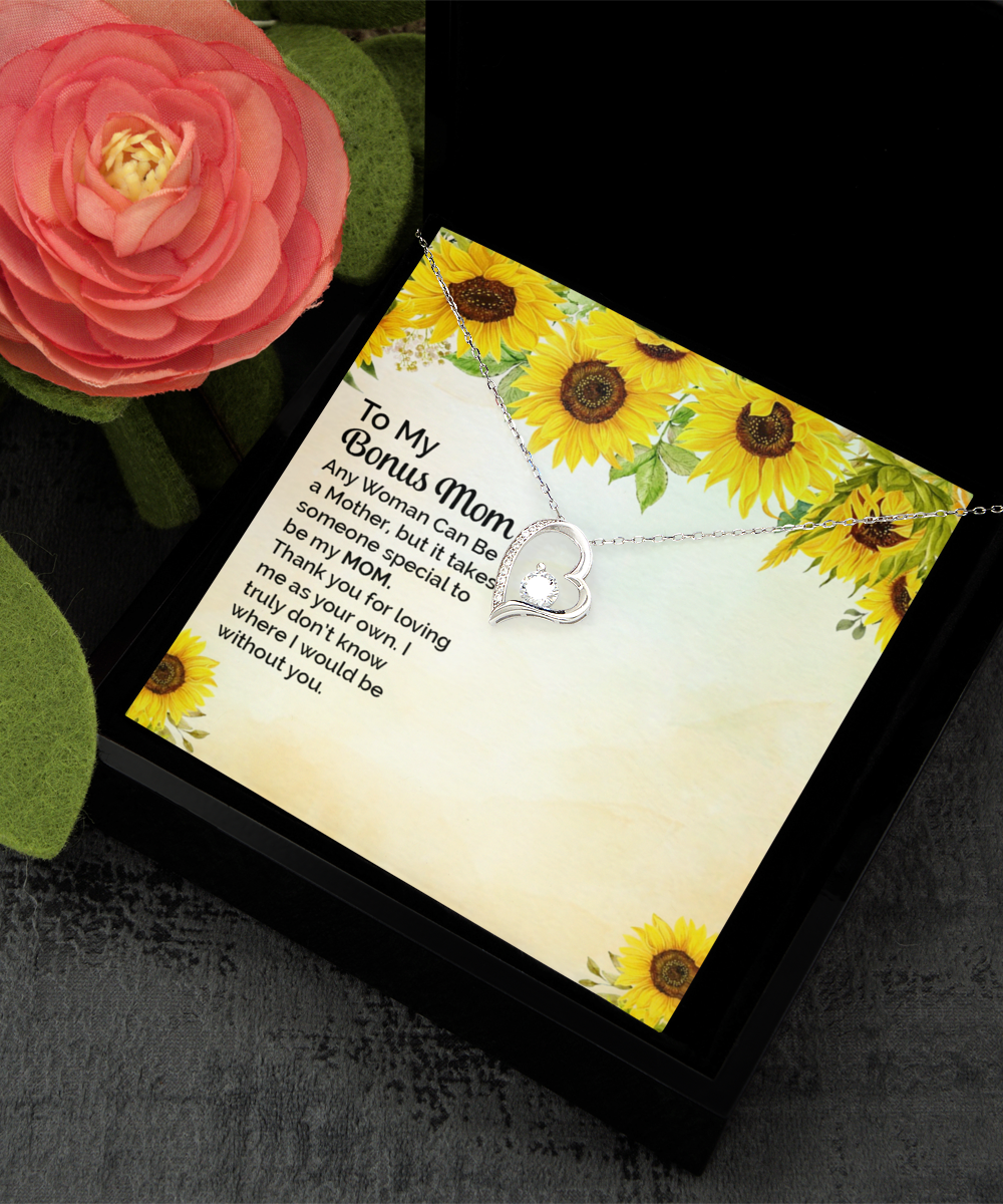 Bonus Mom Gift Necklace, Birthday Gift Necklace, Step Mom Gift Necklace, Solitaire Crystal Necklace, Gift From Step Son, Step Daughter