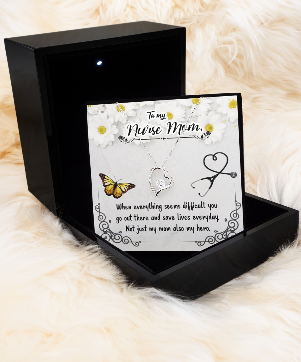 Nurse Mom Gift Necklace, Birthday Gift Necklace For Nurse Mom, Mothers Day Gift For Nurse Mom, Solitaire Crystal Necklace For Nurse Mom, From Daughter, Son