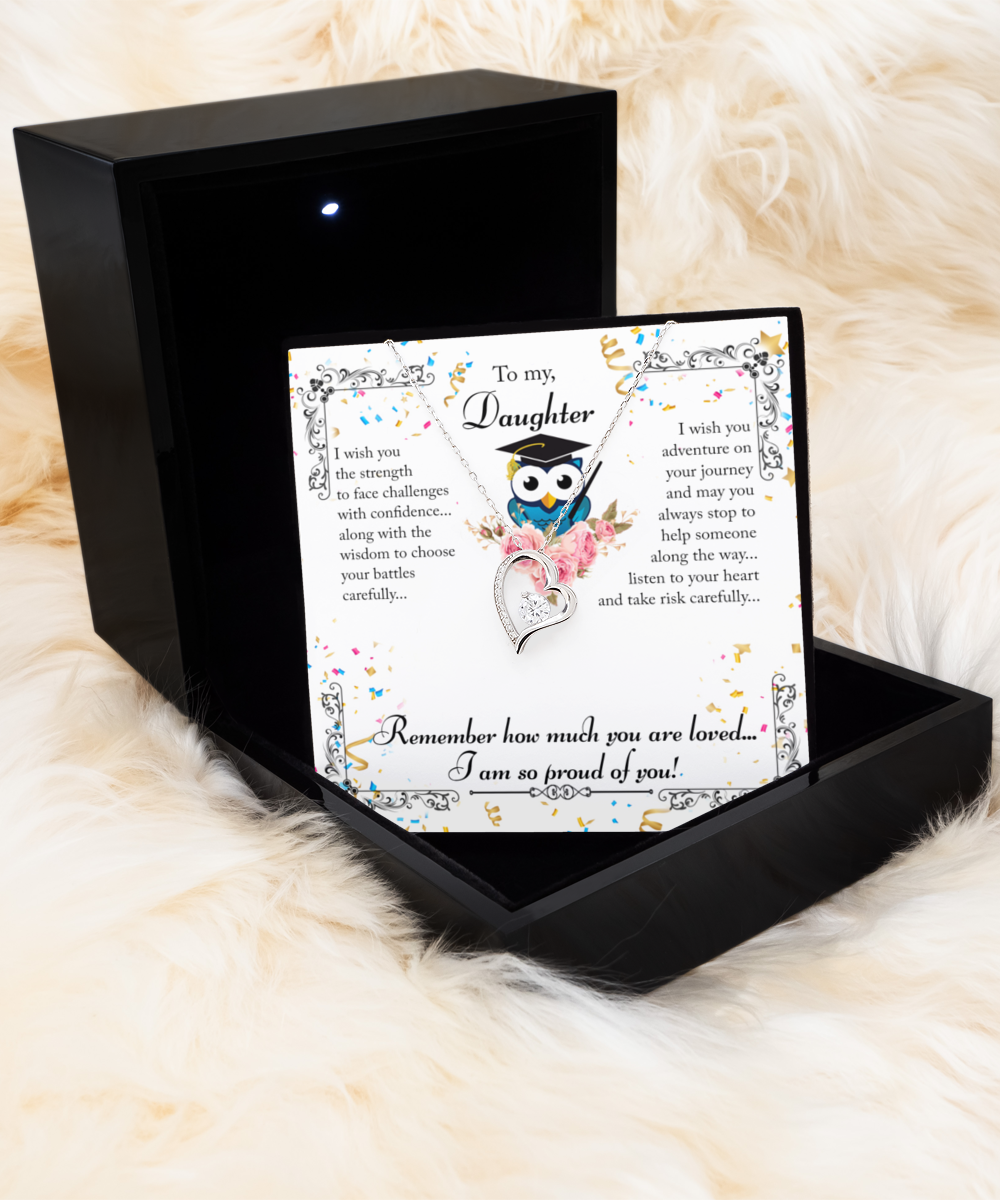 Daughter Necklace, Proud of You, Motivational Gift Necklace, Graduation Gift Necklace, Solitaire Crystal Necklace,From Dad, Mom