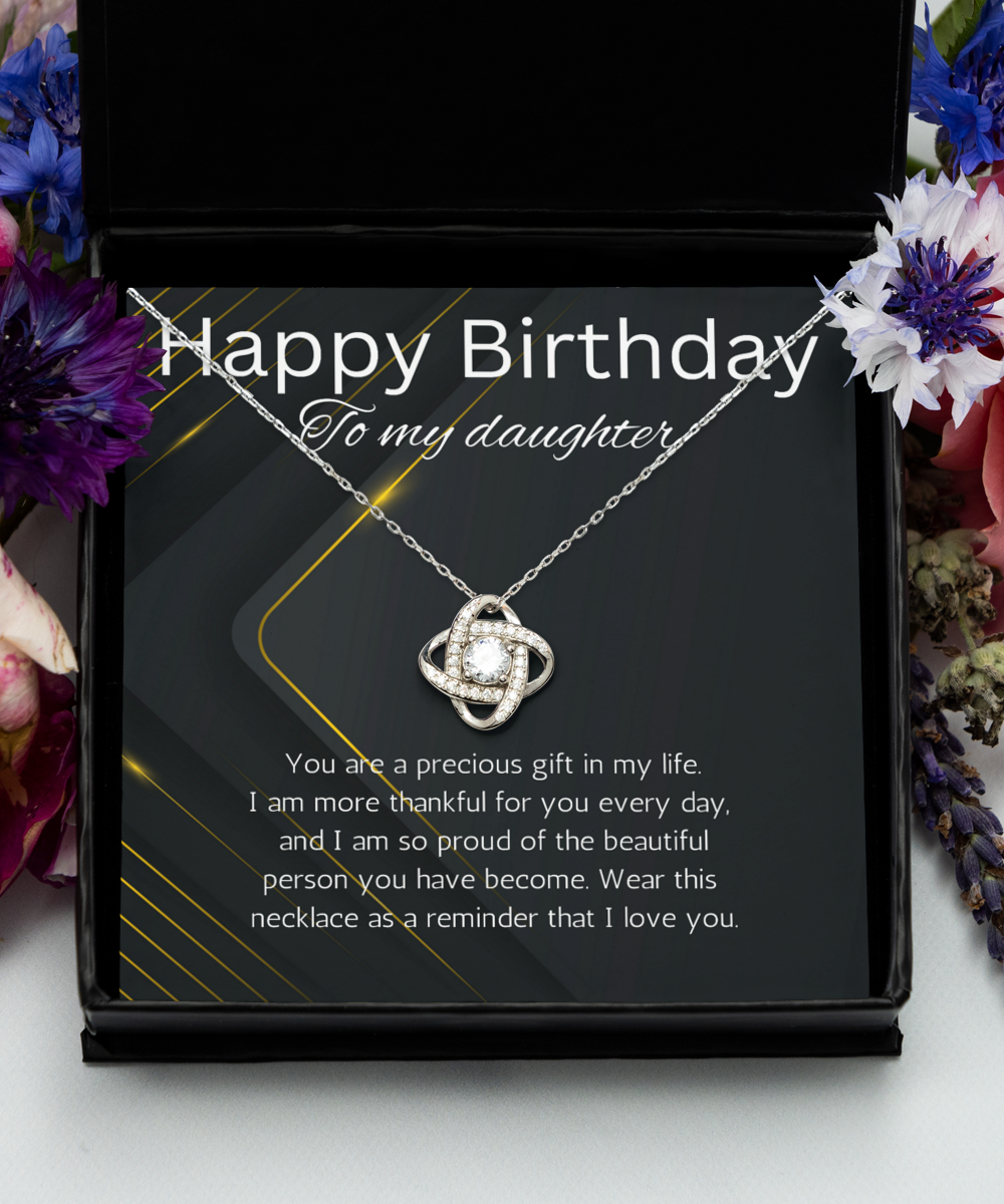 Birthday Gift Necklace for Daughter, Gift necklace for Daughter, Love Knot Necklace for Daughter, Gift From Dad, Mom