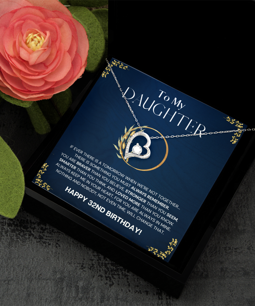 32nd Birthday Gift Necklace For Daughter, Solitaire Crystal Necklace, 32nd Birthday Gift Necklace From Dad, Mom, Happy 32nd Birthday Gift