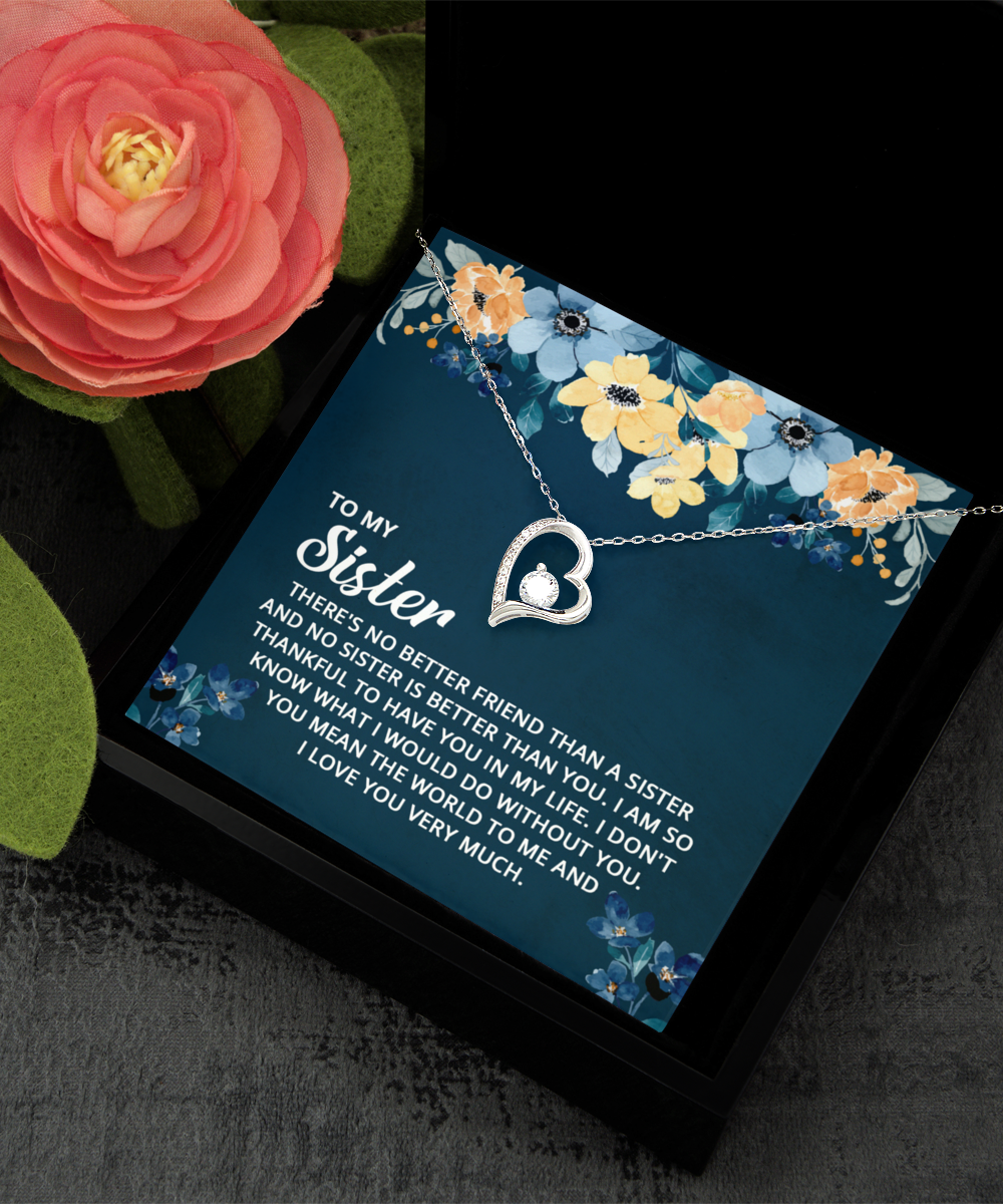 Sister Gift Necklace, To My Sister, Birthday Gift Necklace, Christmas Gift Necklace, Solitaire Crystal Necklace, From Brother, Sister