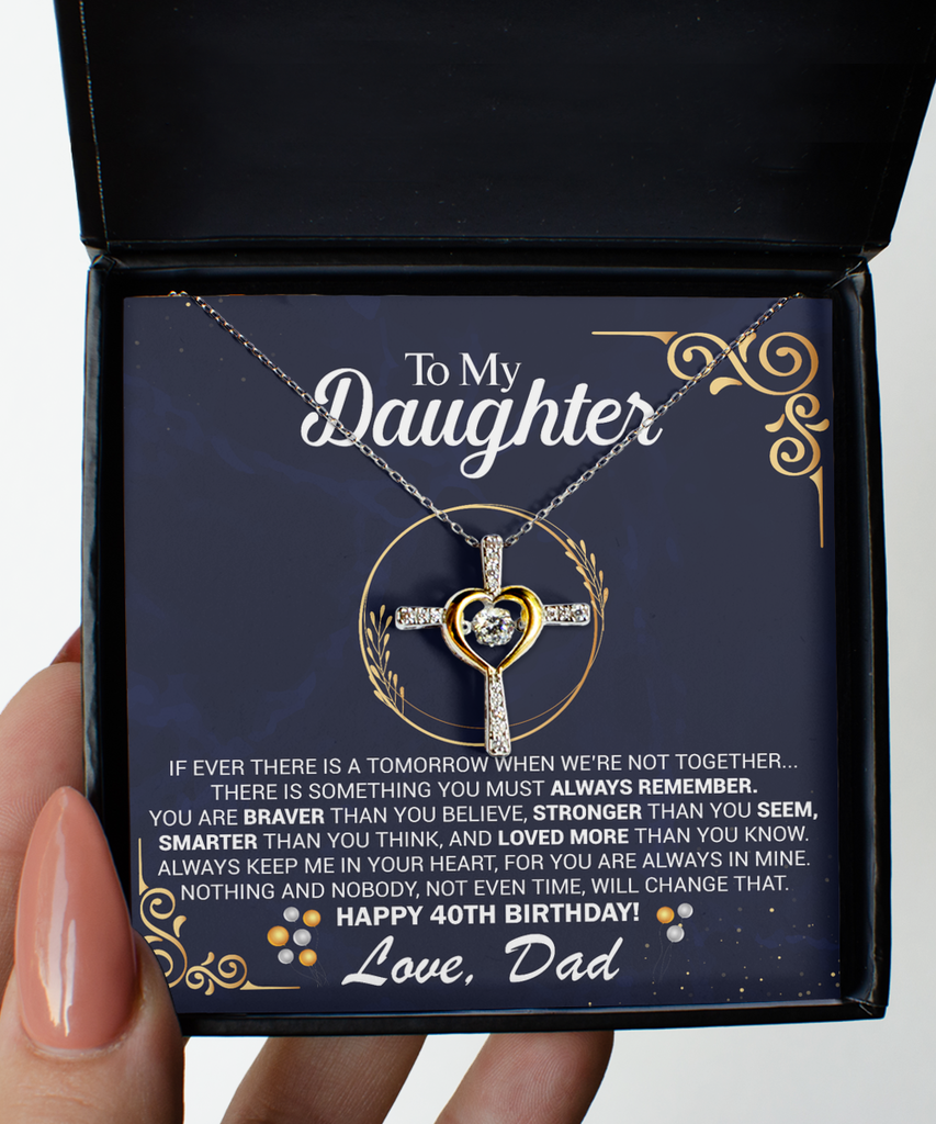 40th Birthday Necklace Gift from Dad With Message Card for