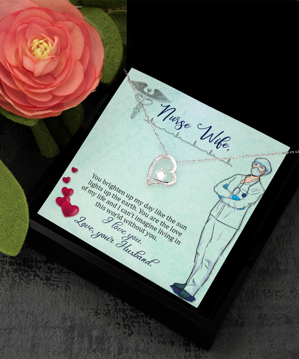 Nurse Wife Necklace, Birthday Gift Necklace For Nurse Wife, Solitaire Crystal Necklace, Anniversary Gift Necklace For Nurse Wife, Gift From Husband, Valentines Day Gift