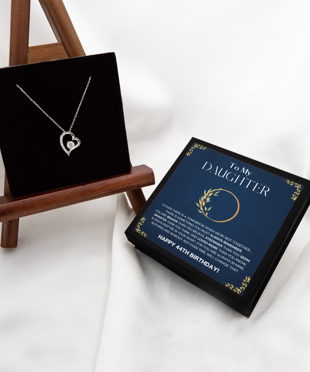 44th Birthday Gift Necklace For Daughter, Solitaire Crystal Necklace, 44th Birthday Gift Necklace From Dad, Mom, Happy 44th Birthday Gift