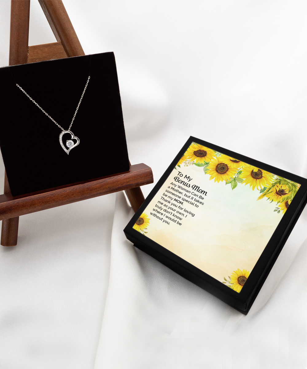 Bonus Mom Gift Necklace, Birthday Gift Necklace, Step Mom Gift Necklace, Solitaire Crystal Necklace, Gift From Step Son, Step Daughter