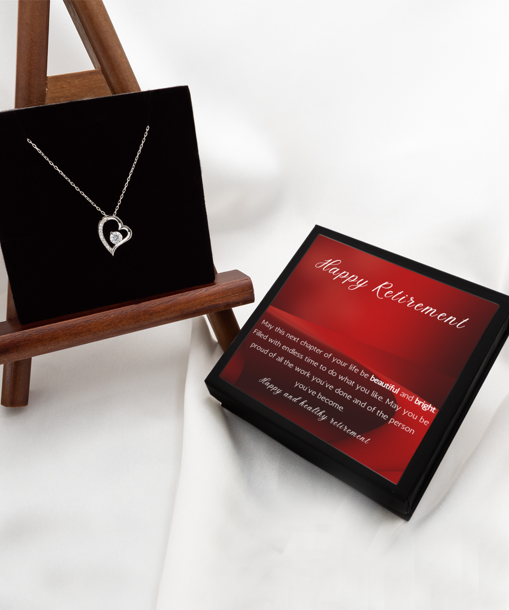 Retirement Gift Necklace, Solitaire Crystal Necklace, Retirement Party Gift Necklace, For Women, Happy Retirement Gift Jewelry