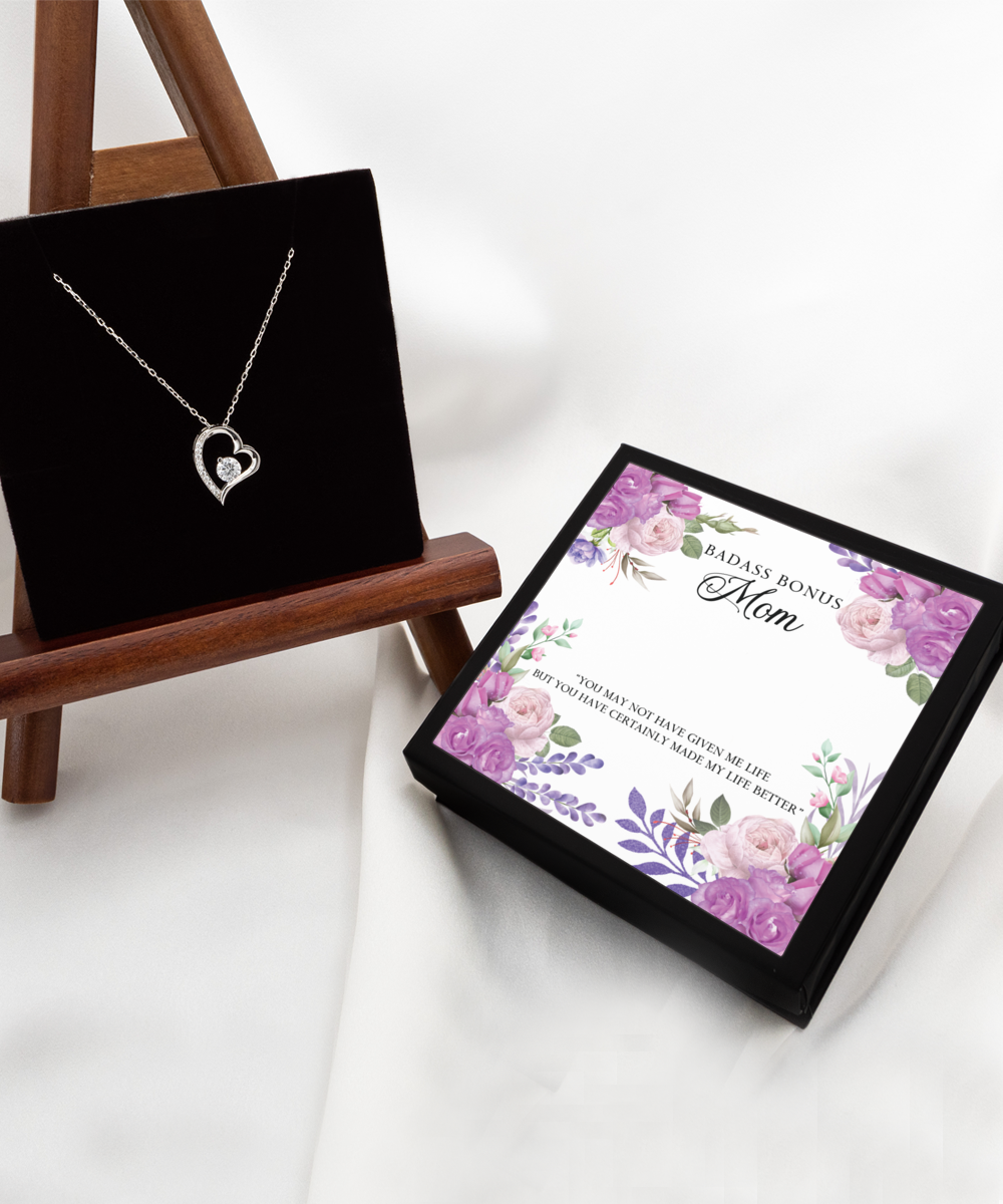 Bonus Mom Gift Necklace, Mothers Day Gift Necklace, Birthday Gift Necklace, Solitaire Crystal Necklace, Step Mom Gift Necklace