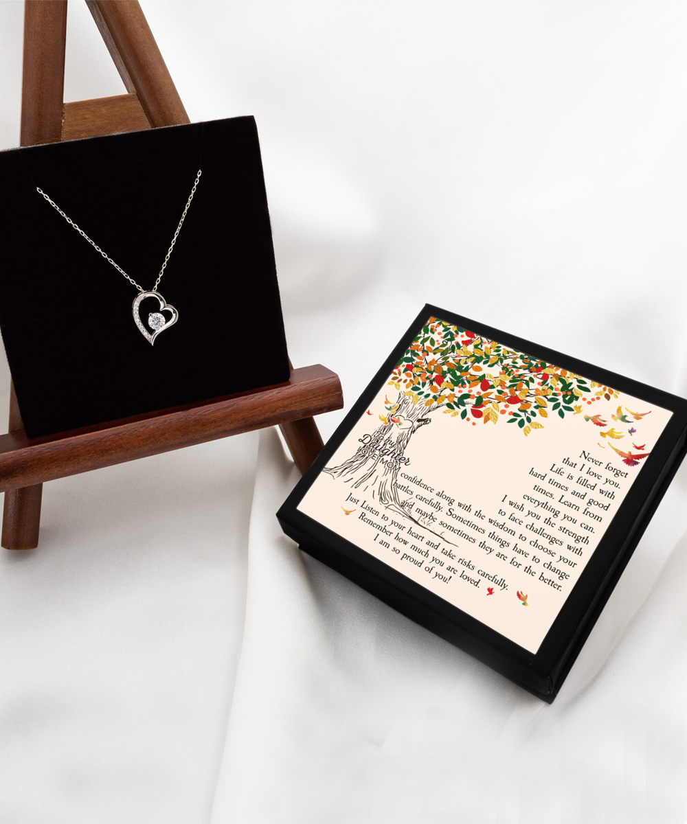 Daughter Gift Necklace From Mom, Birthday Gift Necklace From Mom, Graduation Gift Necklace from Mother, Solitaire Crystal Necklace, Motivational Gift Necklace
