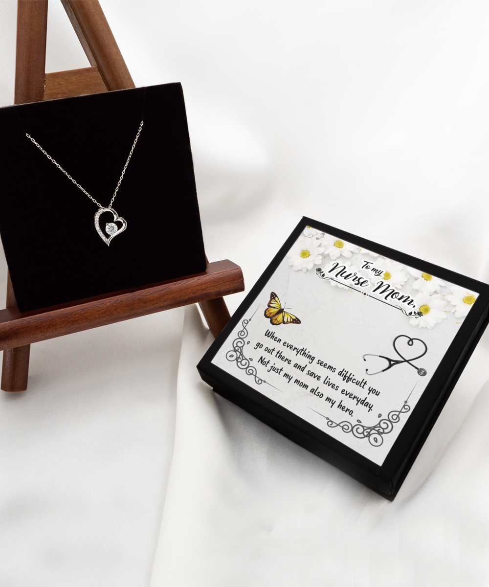 Nurse Mom Gift Necklace, Birthday Gift Necklace For Nurse Mom, Mothers Day Gift For Nurse Mom, Solitaire Crystal Necklace For Nurse Mom, From Daughter, Son
