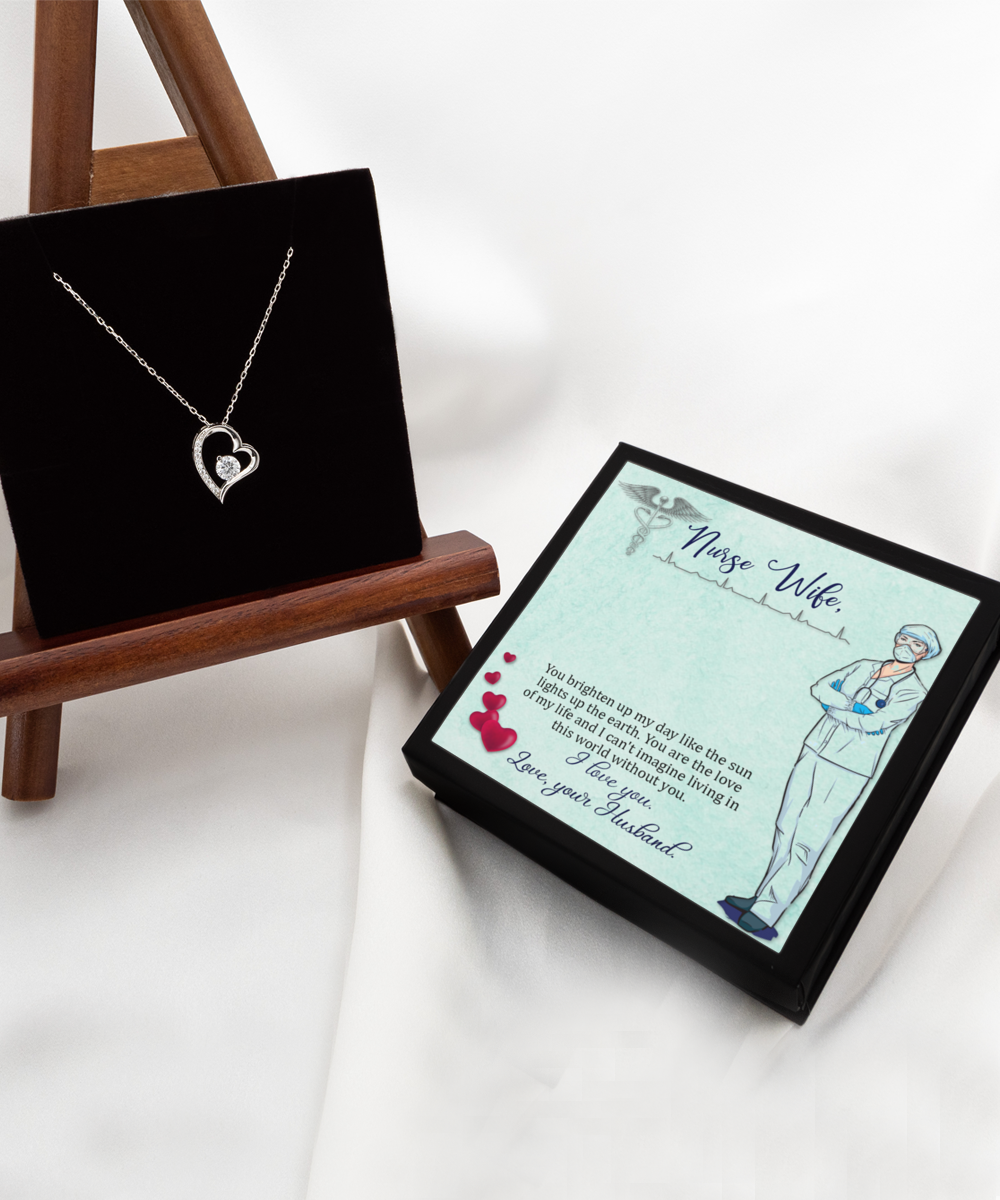 Nurse Wife Necklace, Birthday Gift Necklace For Nurse Wife, Solitaire Crystal Necklace, Anniversary Gift Necklace For Nurse Wife, Gift From Husband, Valentines Day Gift