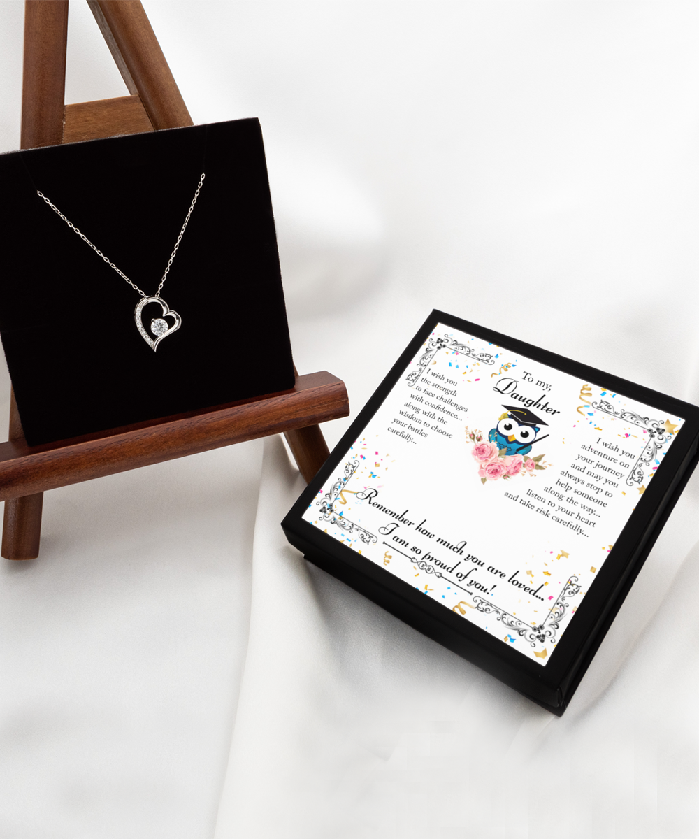 Daughter Necklace, Proud of You, Motivational Gift Necklace, Graduation Gift Necklace, Solitaire Crystal Necklace,From Dad, Mom