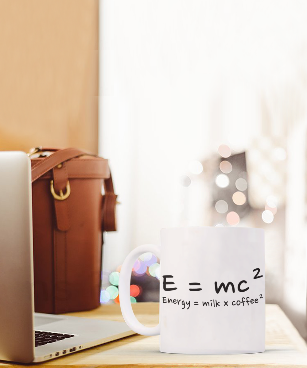 Coffee Lover Gift Coffee Mug, Energy equals Milk and Coffee, Coffee Addict Coffee Mug-11oz Ceramic Coffee Mug